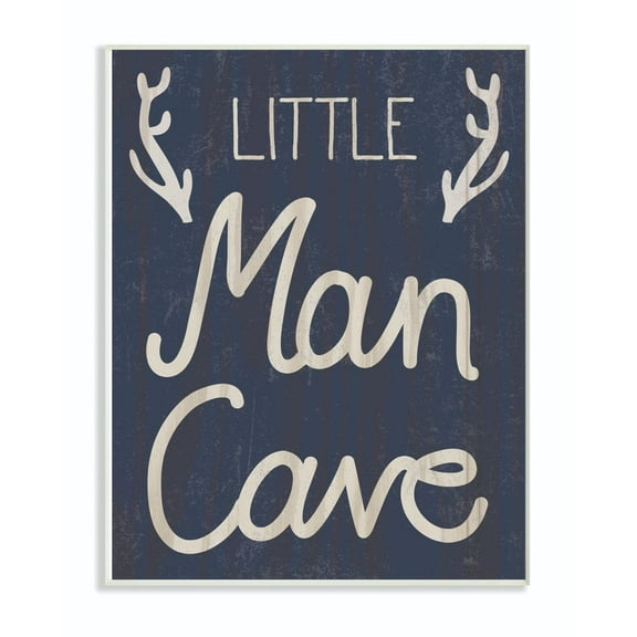 The Kids Room by Stupell Kids Little Man Cave Word Boys Blue Nursery Design Wall Plaque Art by Daphne Polselli