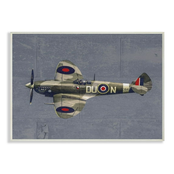 The Kids Room by Stupell Kids Military Air Plane Blue Design Wall Plaque Art by Daphne Polselli