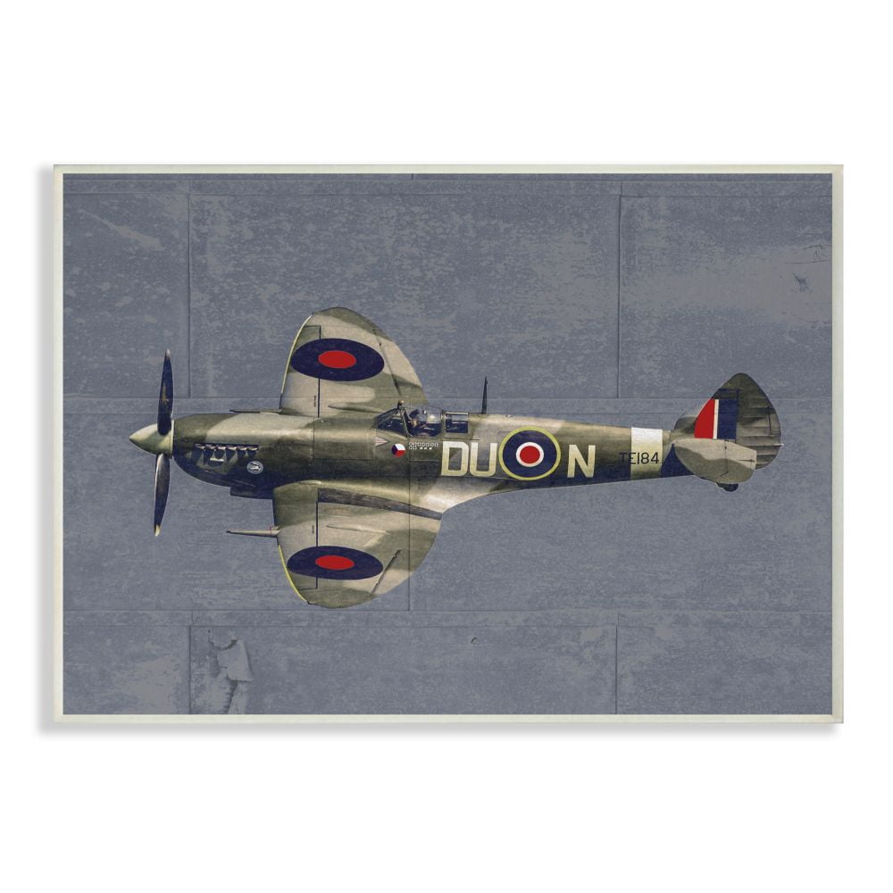 The Kids Room by Stupell Kids Military Air Plane Blue Design Wall Plaque Art by Daphne Polselli