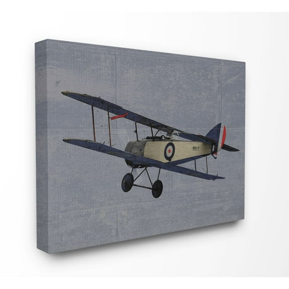 The Kids Room by Stupell Kids Military Plane Blue Design Canvas Wall Art by Daphne Polselli