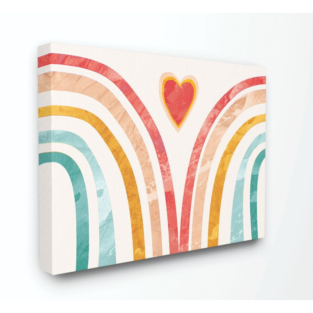 The Kids Room by Stupell Kids Paper Collage Rainbow Heart Design Canvas Wall Art by Daphne Polselli