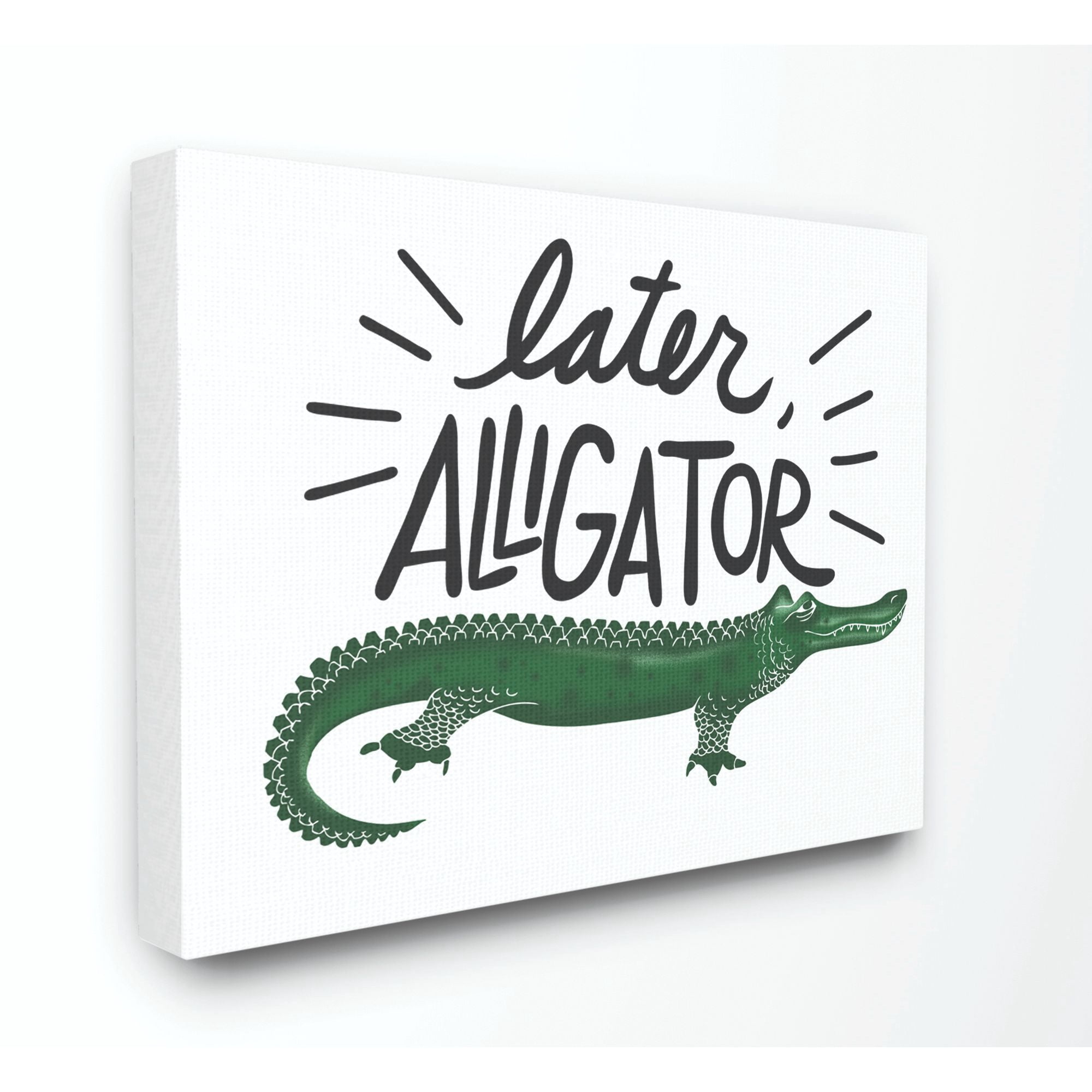 The Kids Room by Stupell Later Alligator Animal Cartoon Green Kids Nursery Word Design Canvas Wall Art by The Saturday Evening Post