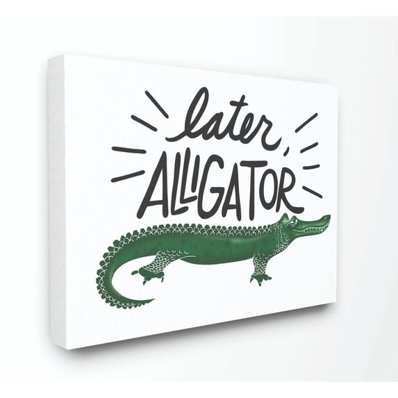 The Kids Room by Stupell Later Alligator Animal Cartoon Green Kids Nursery Word Design Canvas Wall Art by The Saturday Evening Post