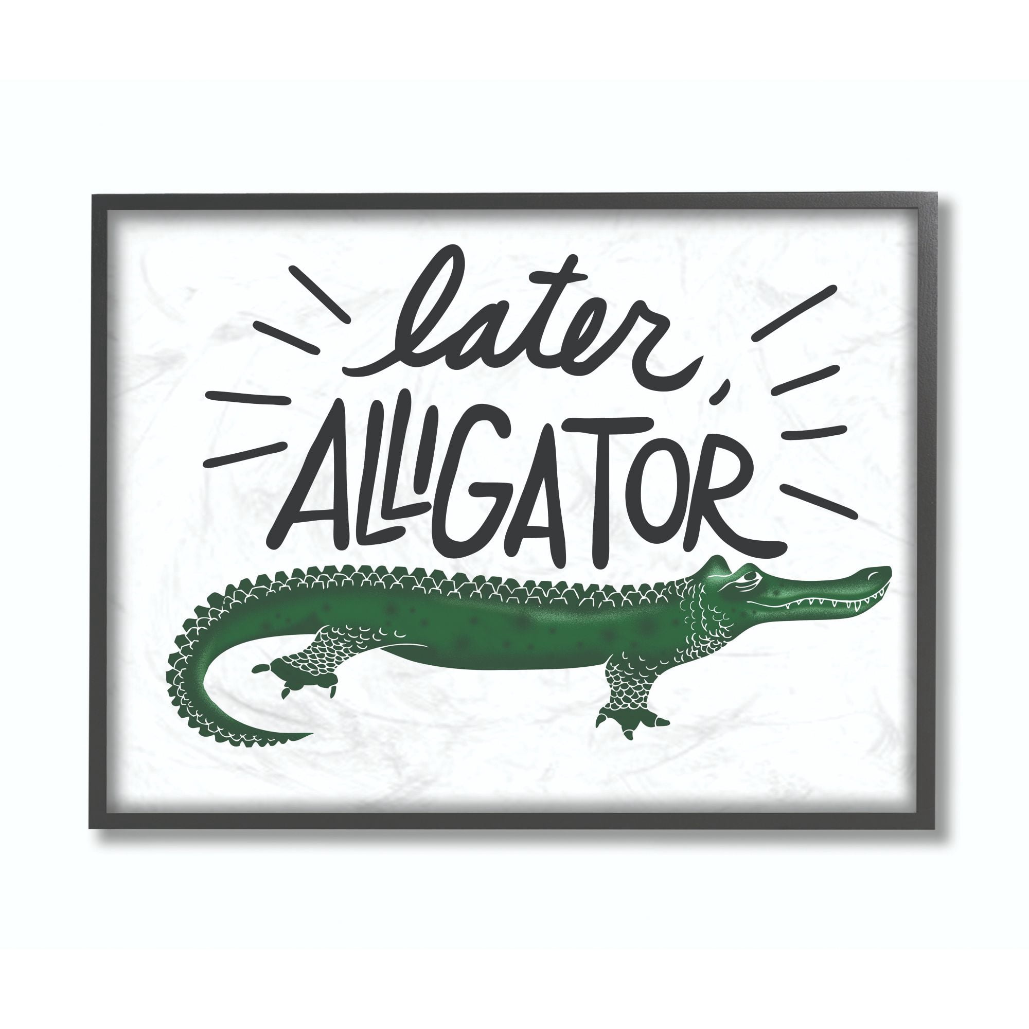 The Kids Room by Stupell Later Alligator Animal Cartoon Green Kids Nursery Word Design Framed Wall Art by The Saturday Evening Post