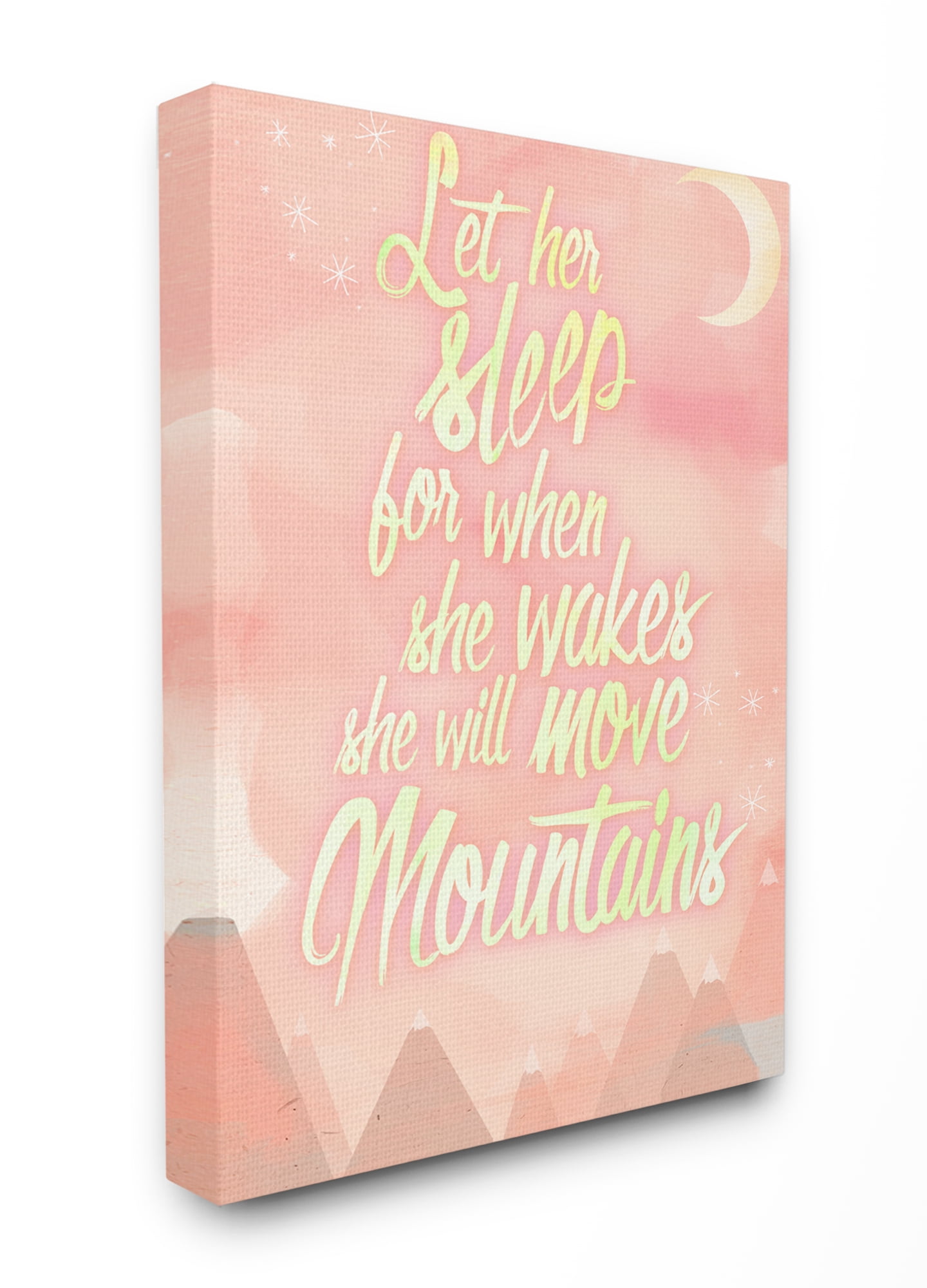 The Kids Room by Stupell Let Her Sleep Pink Water Color Mountains Canvas Wall Art by Kimberly Glover