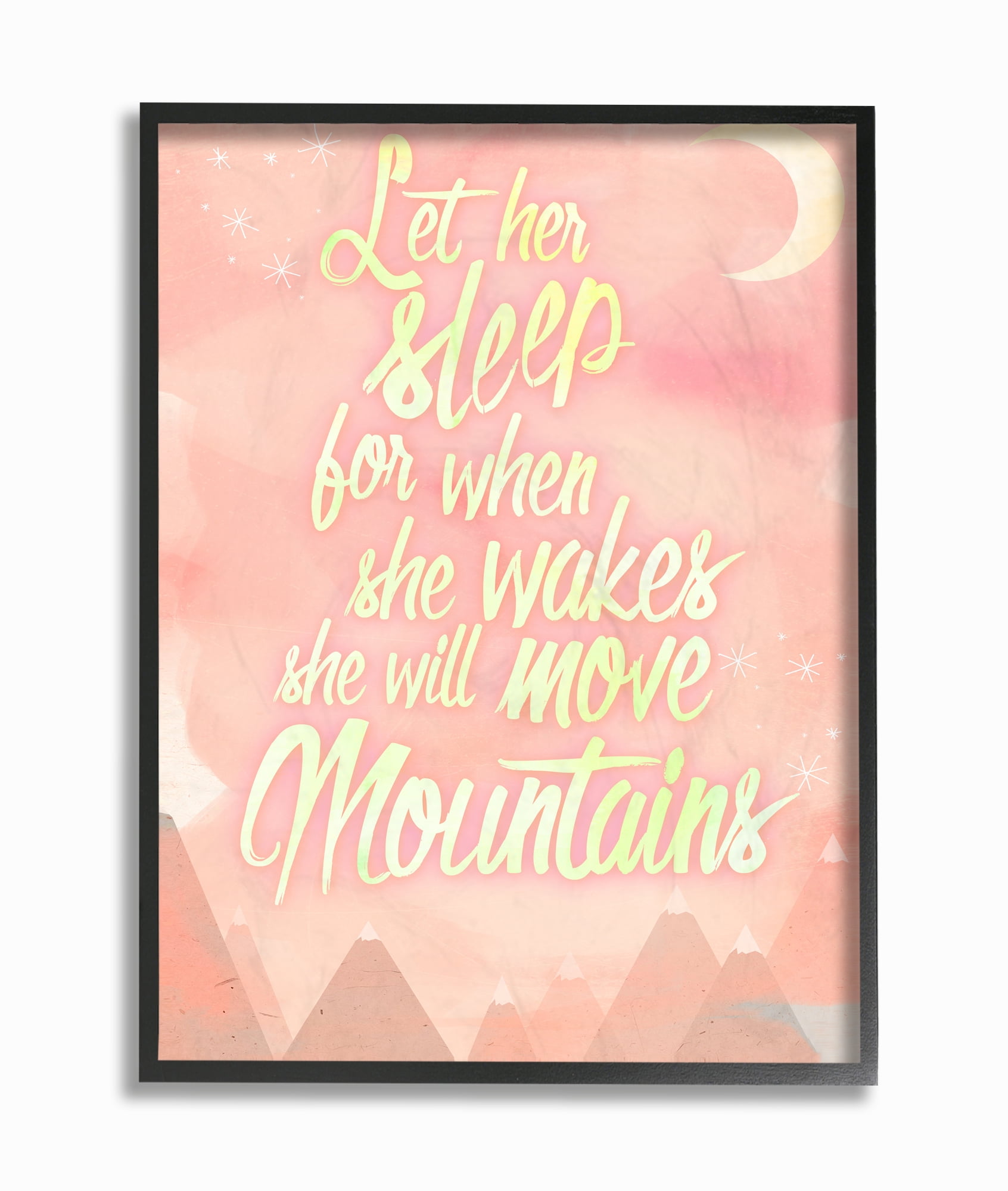 The Kids Room by Stupell Let Her Sleep Pink Water Color Mountains Framed Wall Art by Kimberly Glover