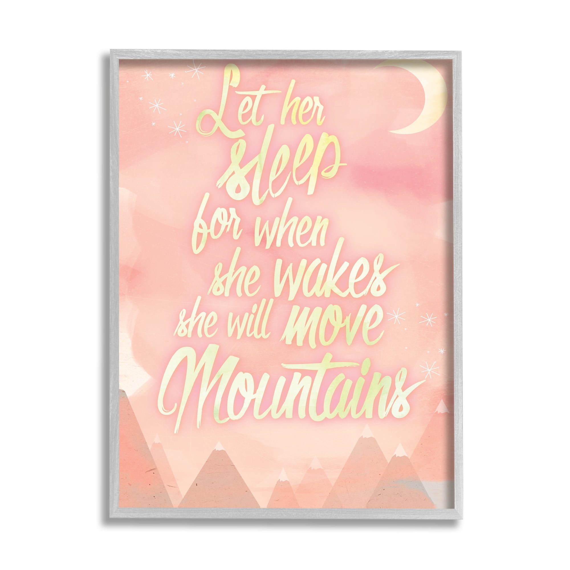 The Kids Room by Stupell Let Her Sleep Pink Water Color Mountains Framed Wall Art by Kimberly Glover