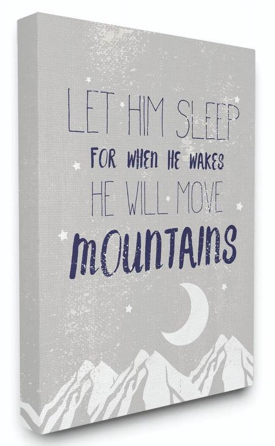 The Kids Room by Stupell Let Him Sleep Blue Mountains Kids Word Design Canvas Wall Art by Daphne Polselli