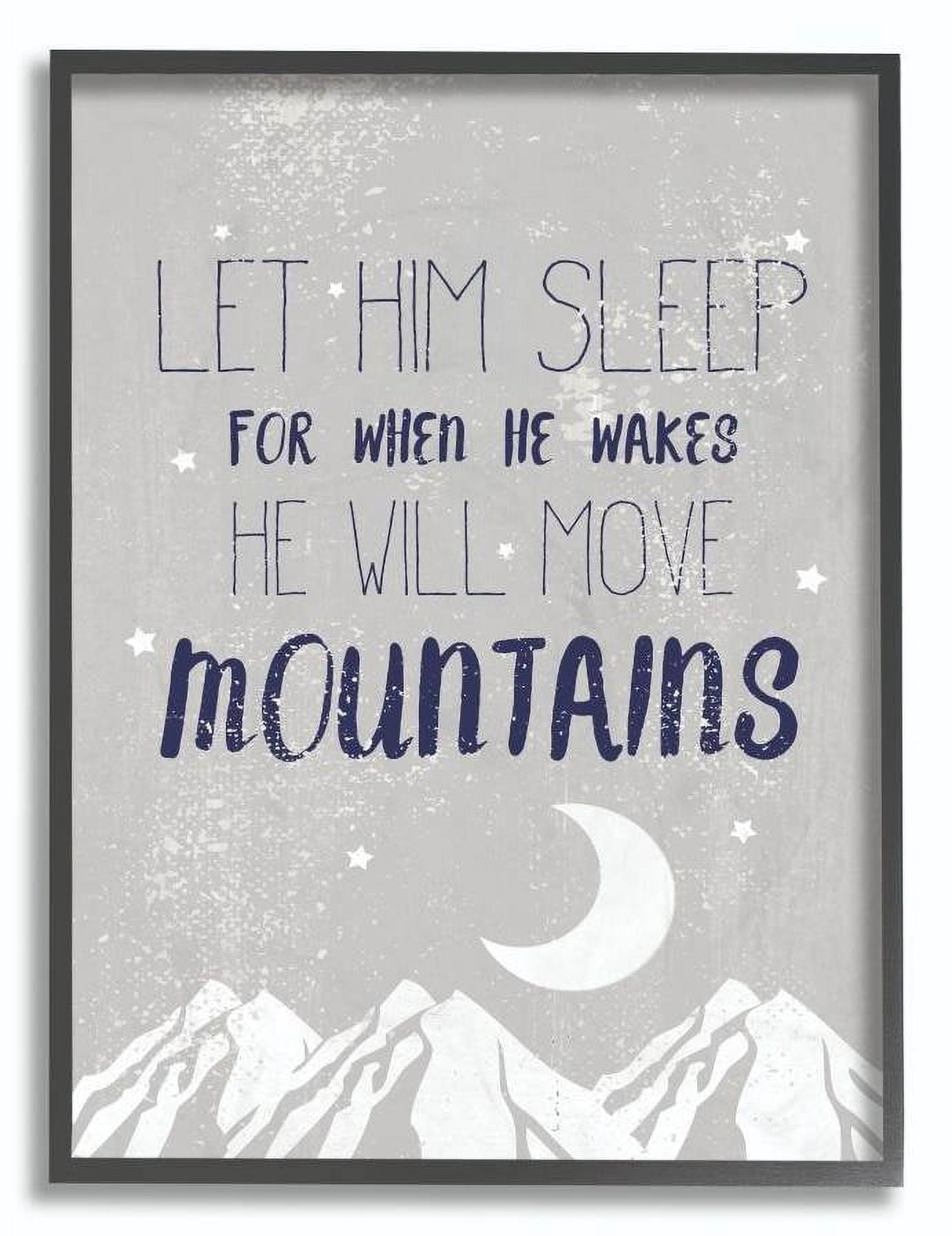 The Kids Room by Stupell Let Him Sleep Blue Mountains Kids Word Design Framed Wall Art by Daphne Polselli