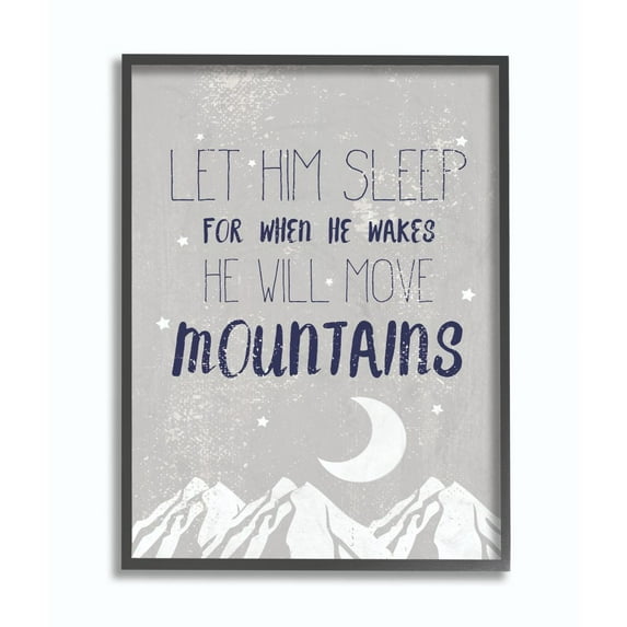 The Kids Room by Stupell Let Him Sleep Blue Mountains Kids Word Design Framed Wall Art by Daphne Polselli