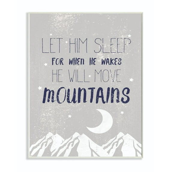 The Kids Room by Stupell Let Him Sleep Blue Mountains Kids Word Design Wall Plaque by Daphne Polselli