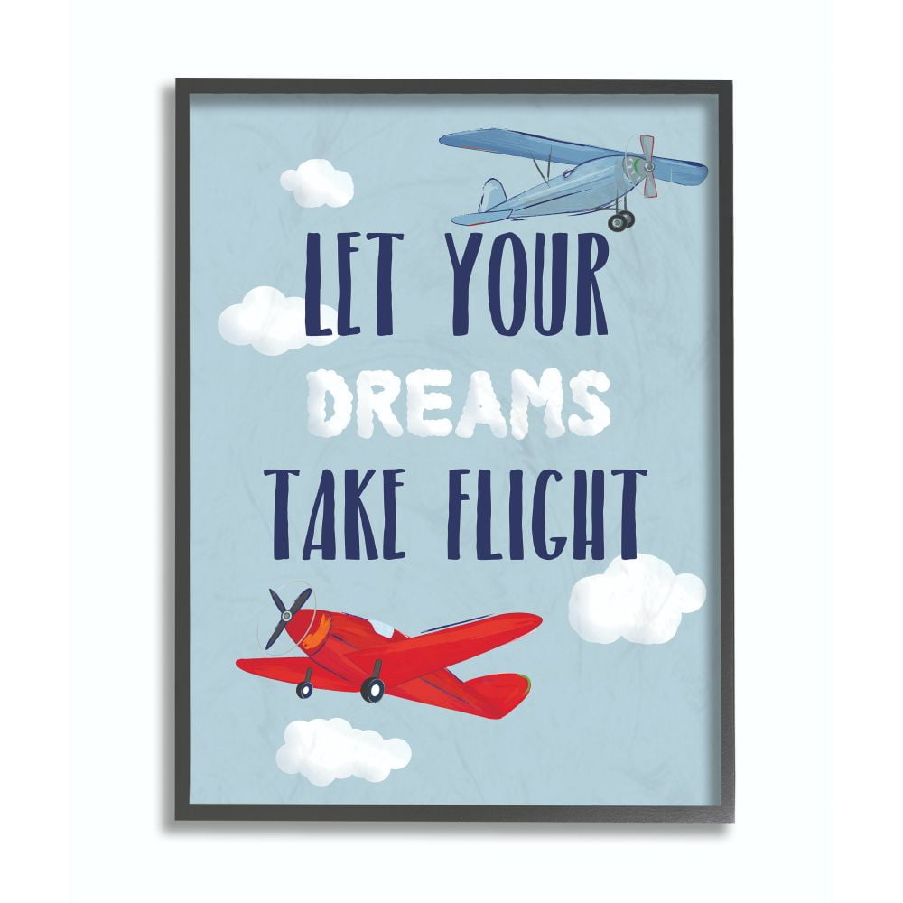 The Kids Room by Stupell Let Your Dreams Take Flight Airplanes Framed Wall Art by Sweet Pea Studio