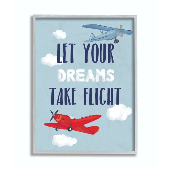 The Kids Room by Stupell Let Your Dreams Take Flight Airplanes Framed Wall Art by Sweet Pea Studio