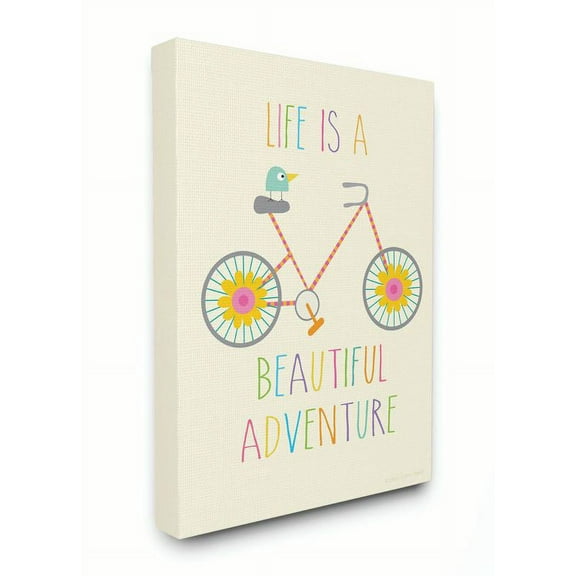 The Kids Room by Stupell Life Is A Beautiful Adventure Bird On A Bike Canvas Wall Art by Ellen Crimi-Trent
