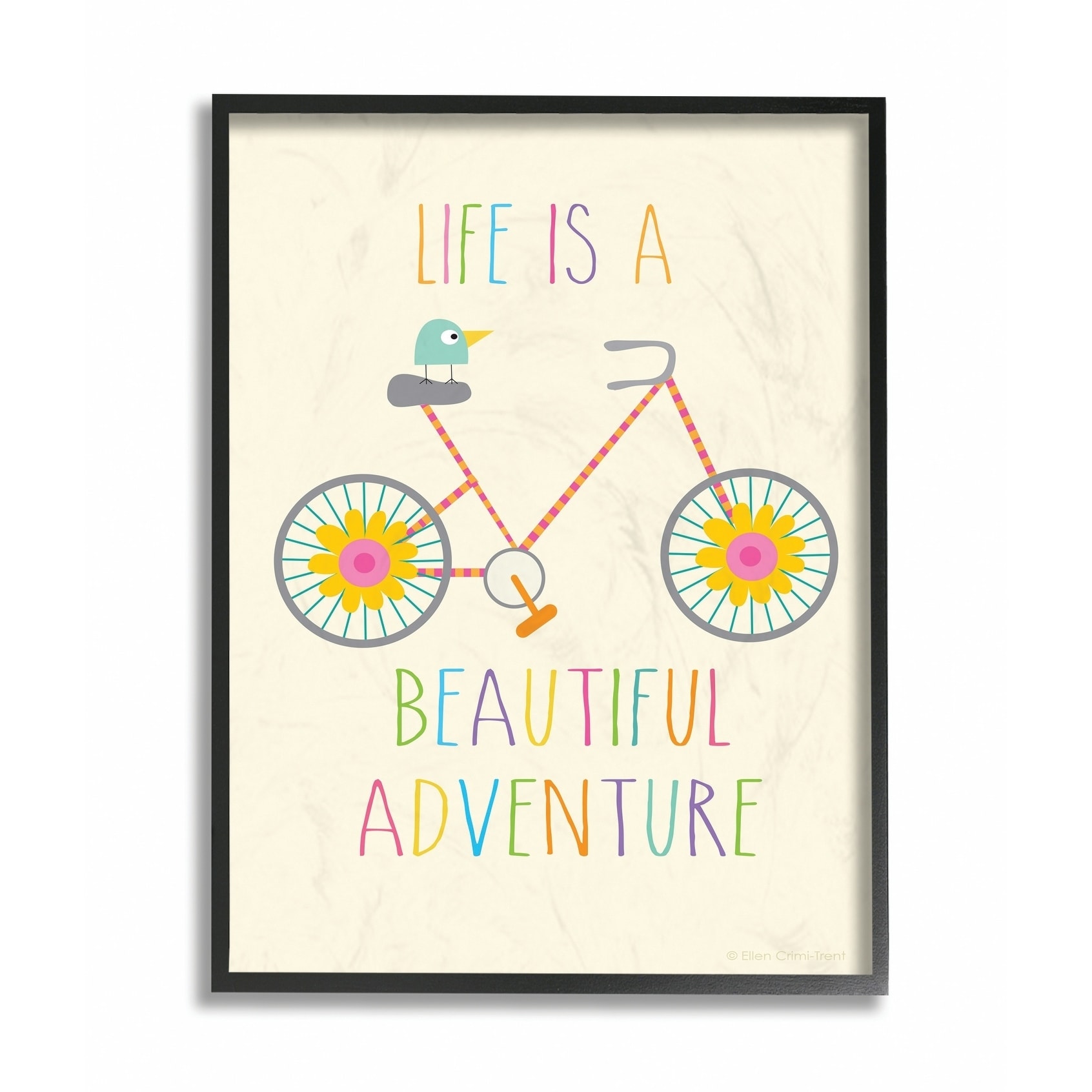 The Kids Room by Stupell Life Is A Beautiful Adventure Bird On A Bike Framed Wall Art by Ellen Crimi-Trent