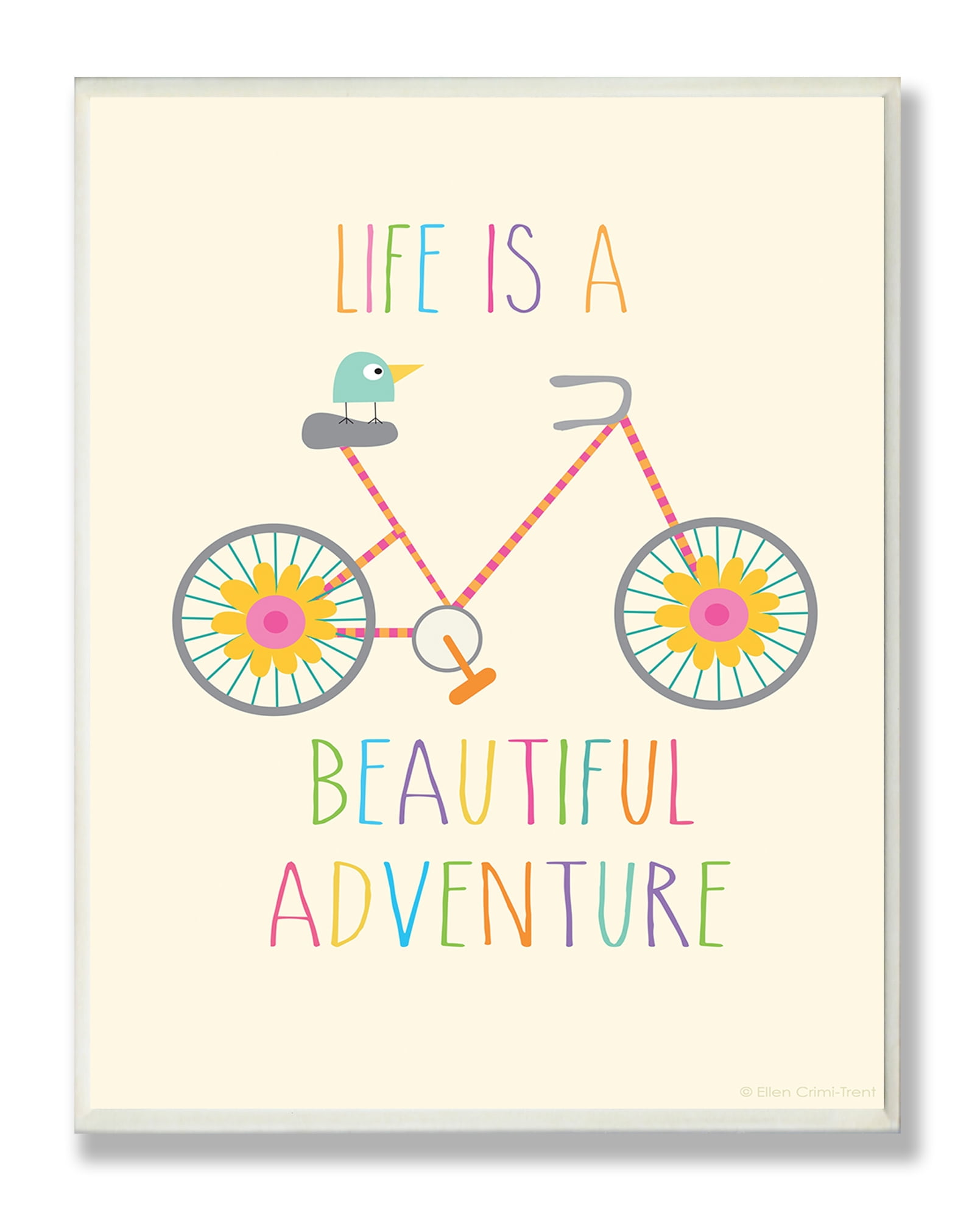 The Kids Room by Stupell Life Is A Beautiful Adventure Bird On A Bike Oversized Wall Plaque Art, 12.5 x 0.5 x 18.5