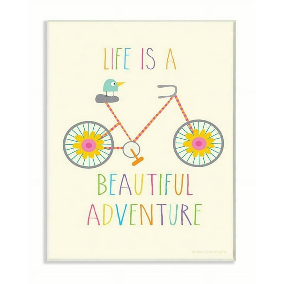 The Kids Room by Stupell Life Is A Beautiful Adventure Bird On A Bike Wall Plaqueby Ellen Crimi-Trent