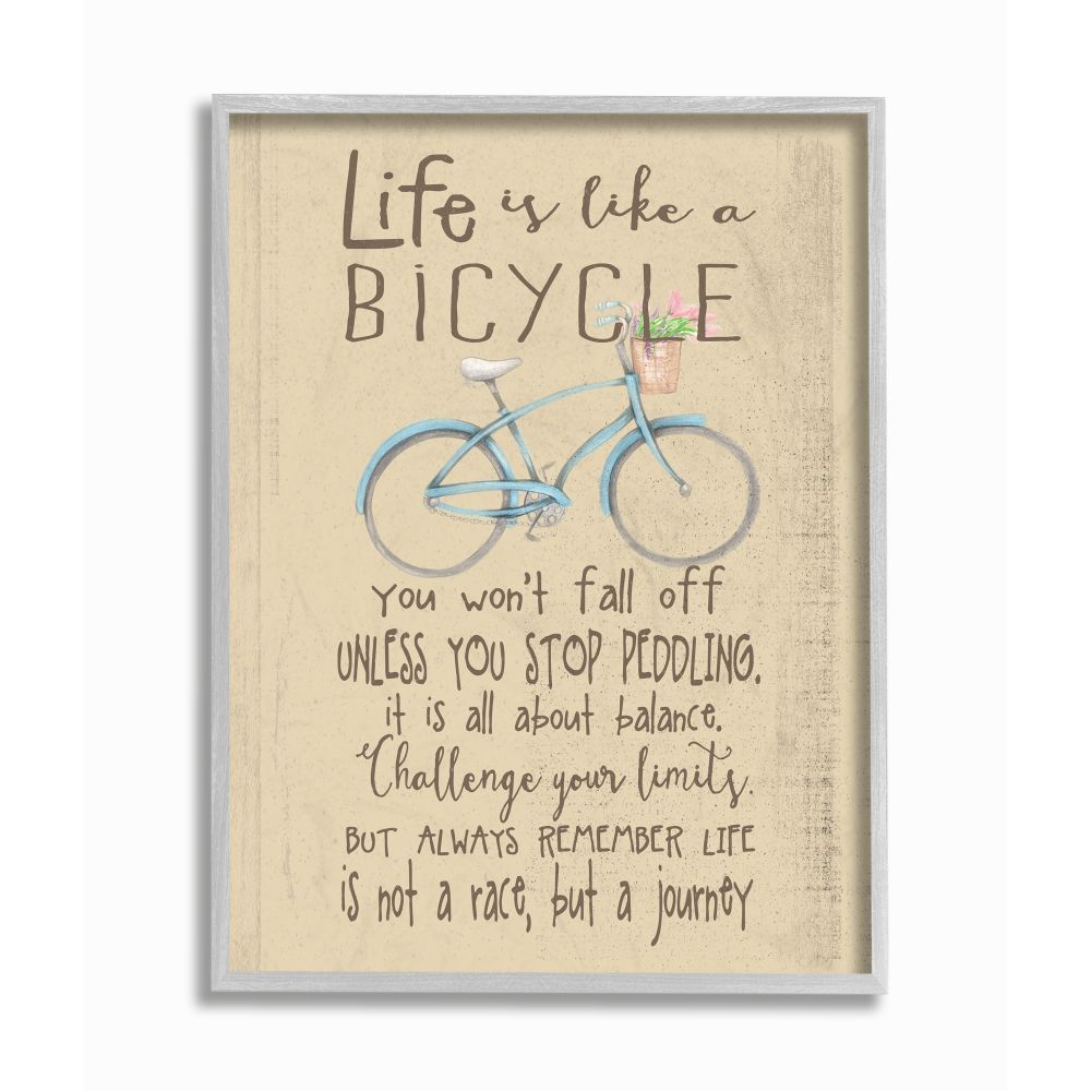 The Kids Room by Stupell Life is Like a Bicycle' Icon Inspirational Typography Framed Wall Art by Regina Nouvel