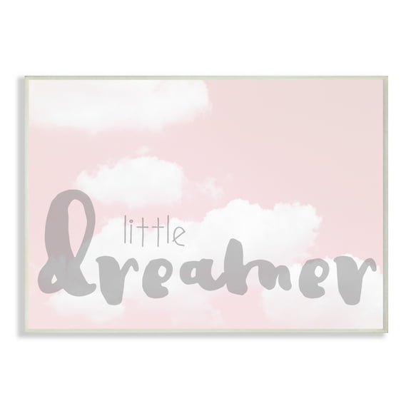 The Kids Room by Stupell Little Dreamer Typography Pink Clouds Wall Plaque Art, 10 x 0.5 x 15