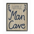 thumbnail image 1 of The Kids Room by Stupell Little Man Cave Navy Blue Script with Antlers Wood Grain Texture Typography Framed Giclee Texturized Art, 1 of 8
