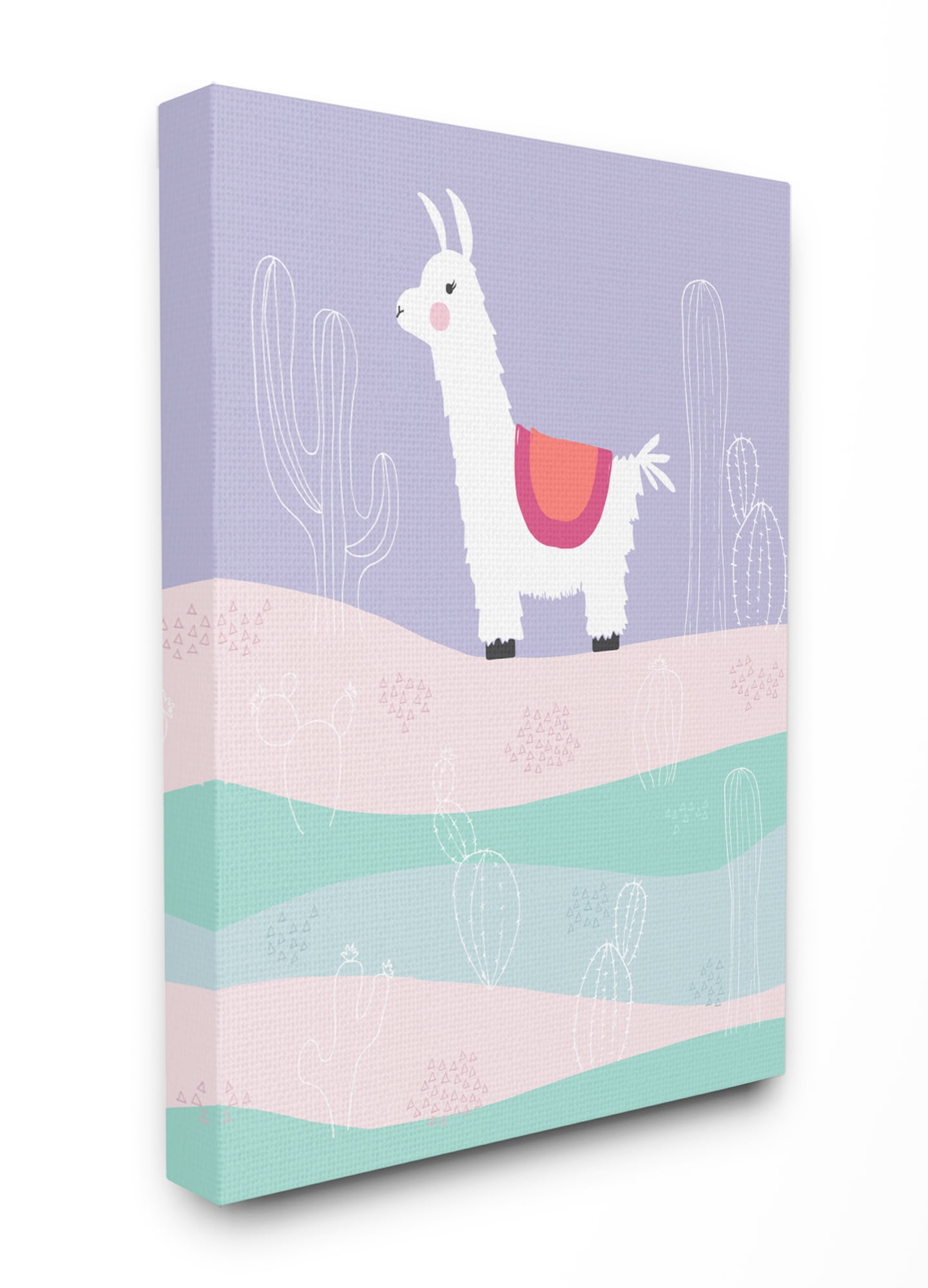 The Kids Room by Stupell Llama in the Pastel Desert With Cacti Oversized Stretched Canvas Wall Art, 24 x 1.5 x 30
