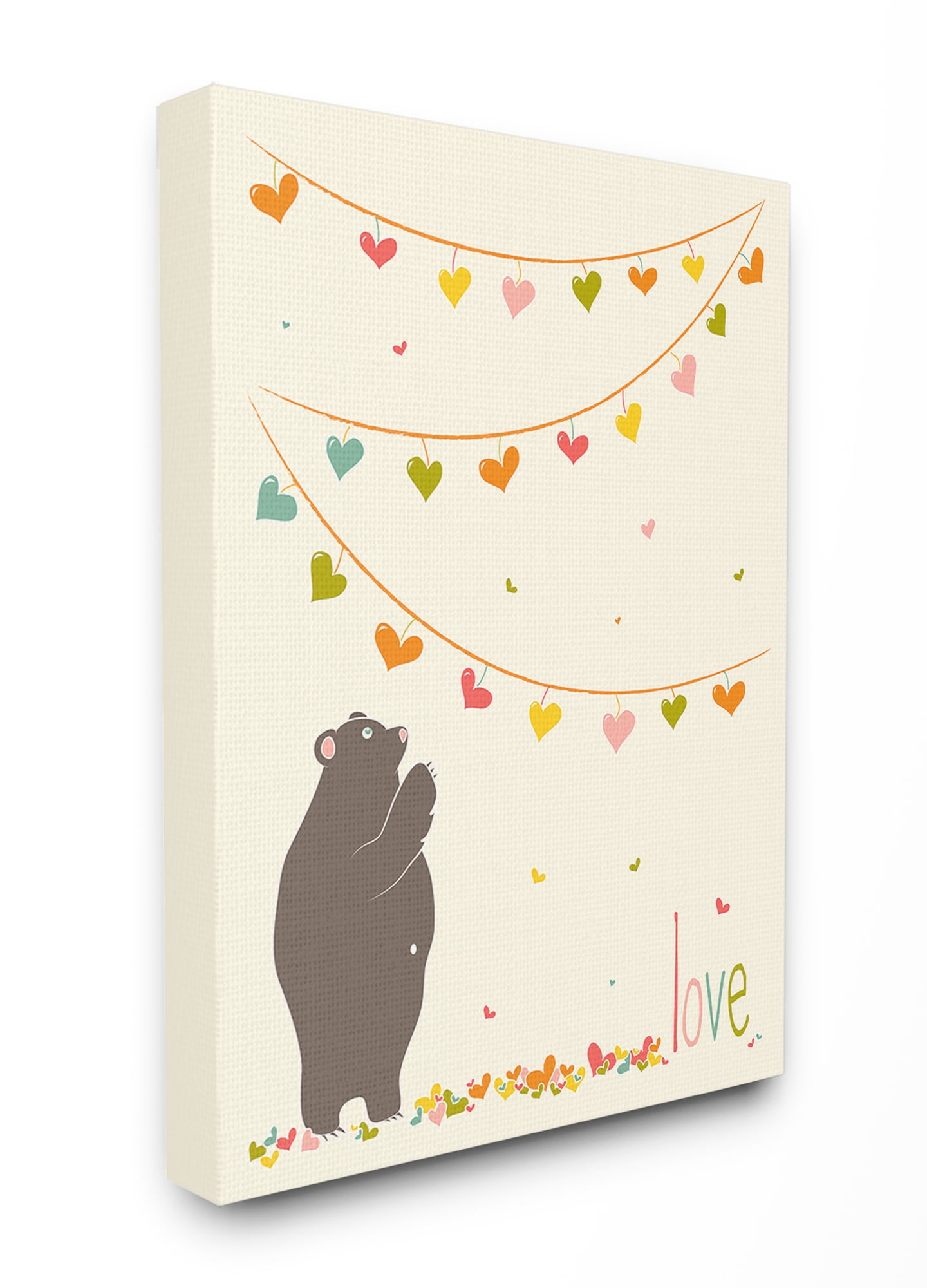 The Kids Room by Stupell Love Bear with Heart Garland Oversized Stretched Canvas Wall Art, 24 x 1.5 x 30