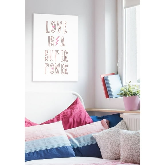 The Kids Room by Stupell Love Is a Superpower Pink Lightning Star Heart Stretched Canvas Wall Art, 16 x 1.5 x 20