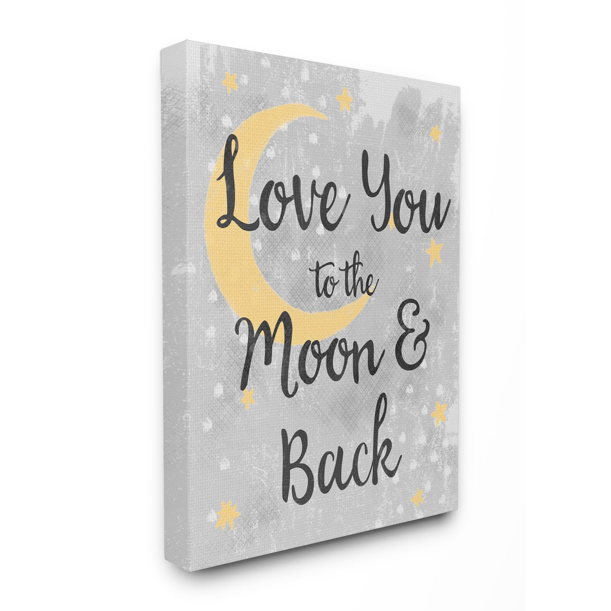 The Kids Room by Stupell Love You Moon Kids Nursery Neutral Gray Textured Word Design Canvas Wall Art by Daphne Polselli
