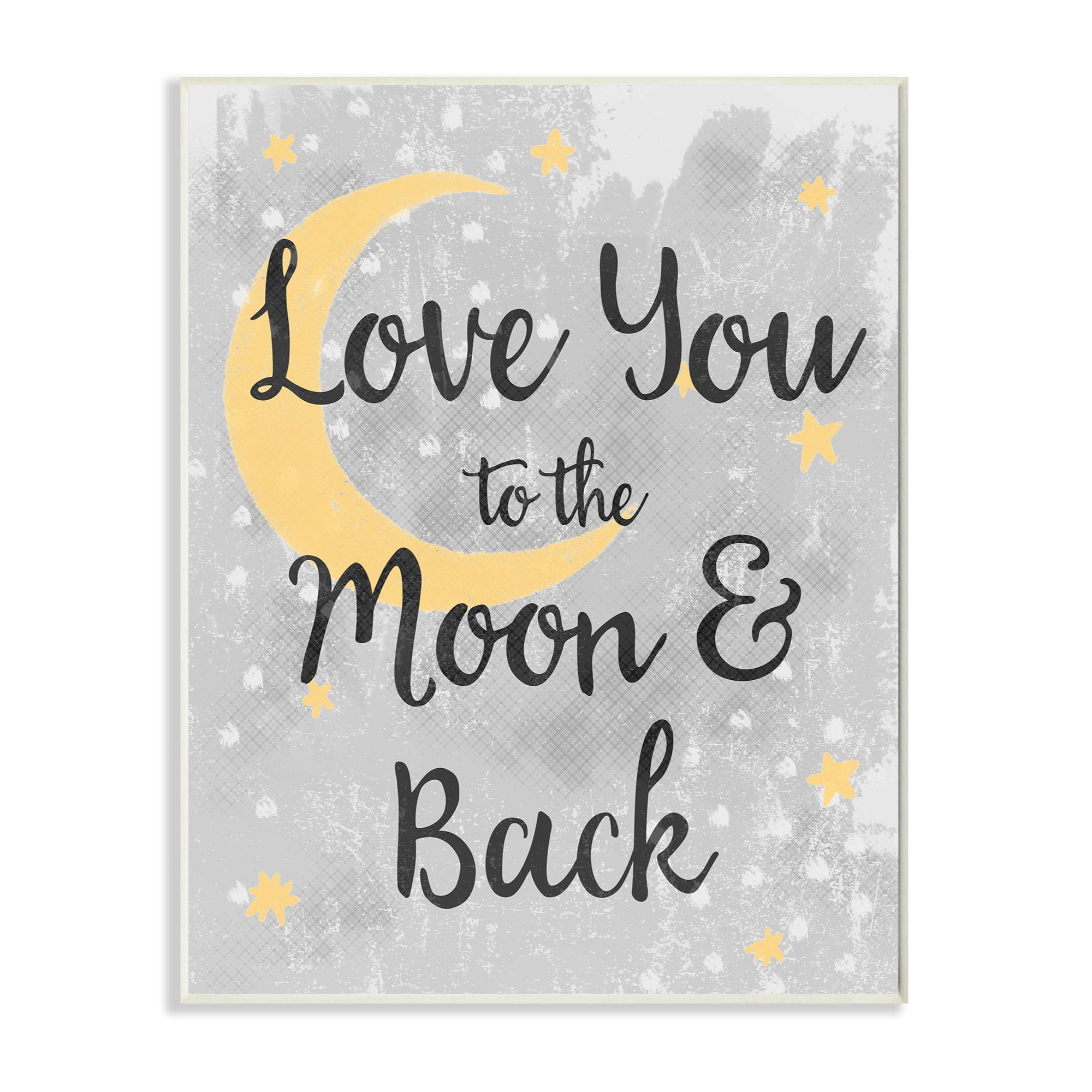 The Kids Room by Stupell Love You Moon Kids Nursery Neutral Gray Textured Word Design Wall Plaque by Daphne Polselli