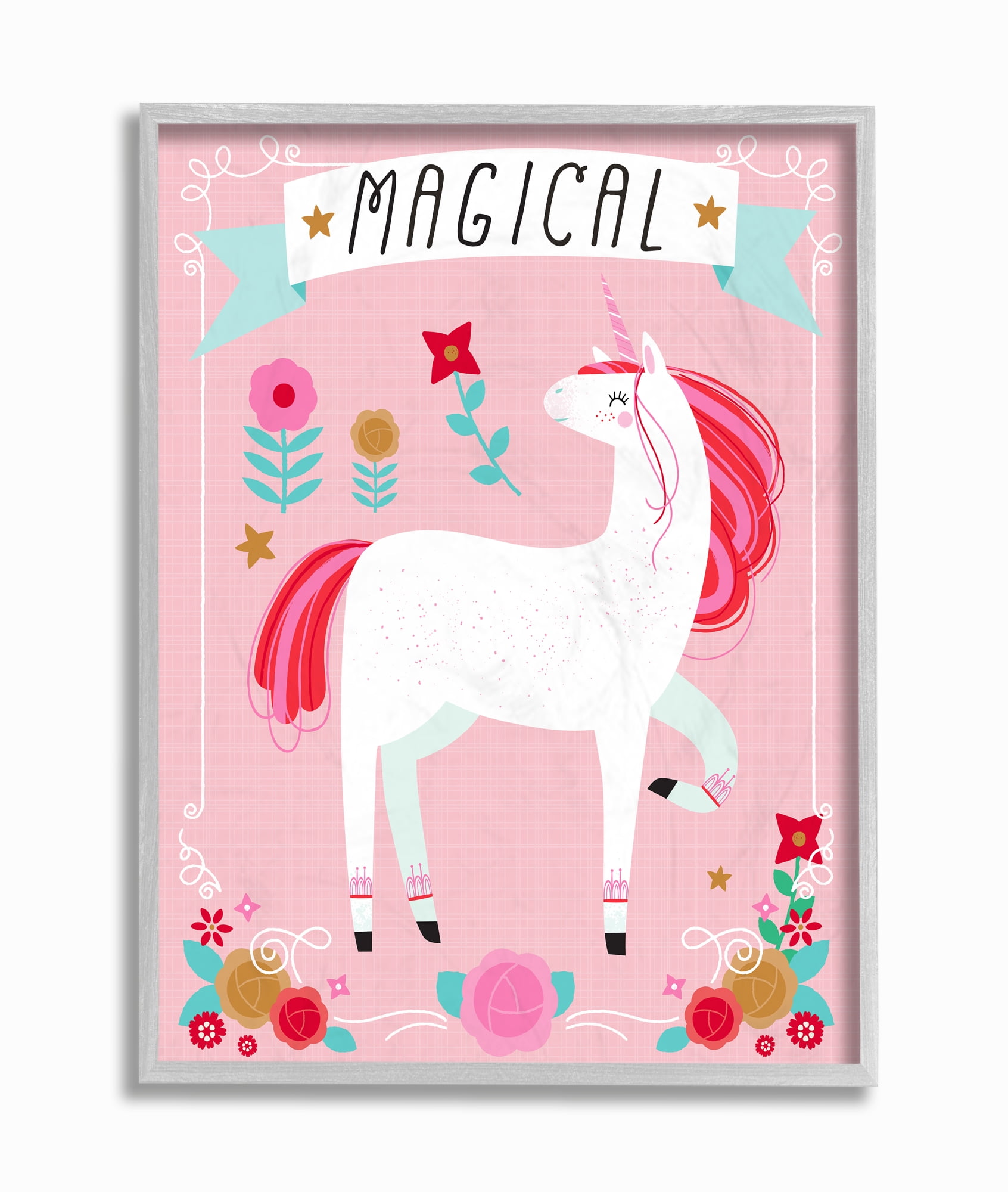 The Kids Room by Stupell Magical Colorful Unicorn Framed Wall Art by Liz Mytinger