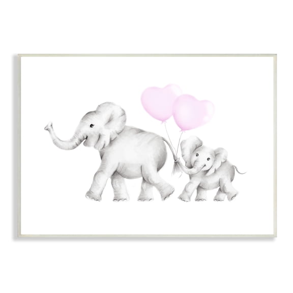 The Kids Room by Stupell Mama and Baby Elephants Wall Plaque Art, 10 x 0.5 x 15