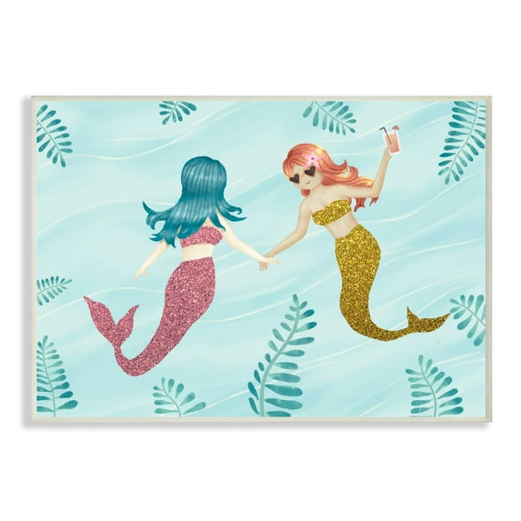 The Kids Room by Stupell Mermaid Hang Out Kids Nursery Blue Design Wall Plaque by Ziwei Li