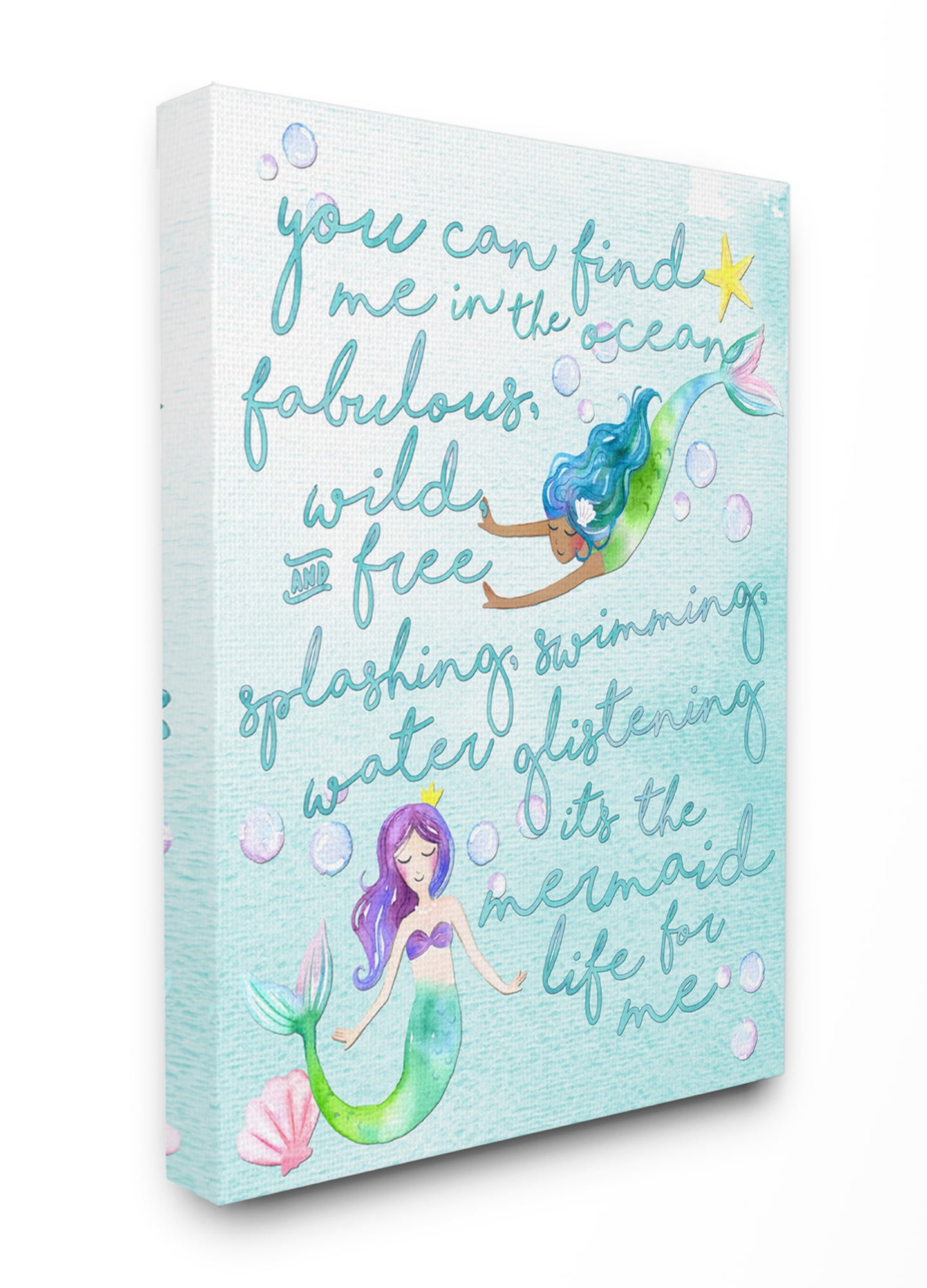 The Kids Room by Stupell Mermaid Life For Me Painting Canvas Wall Art by Erica Billups