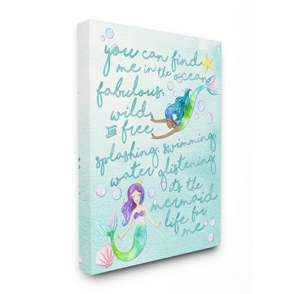 The Kids Room by Stupell Mermaid Life For Me Painting Canvas Wall Art by Erica Billups