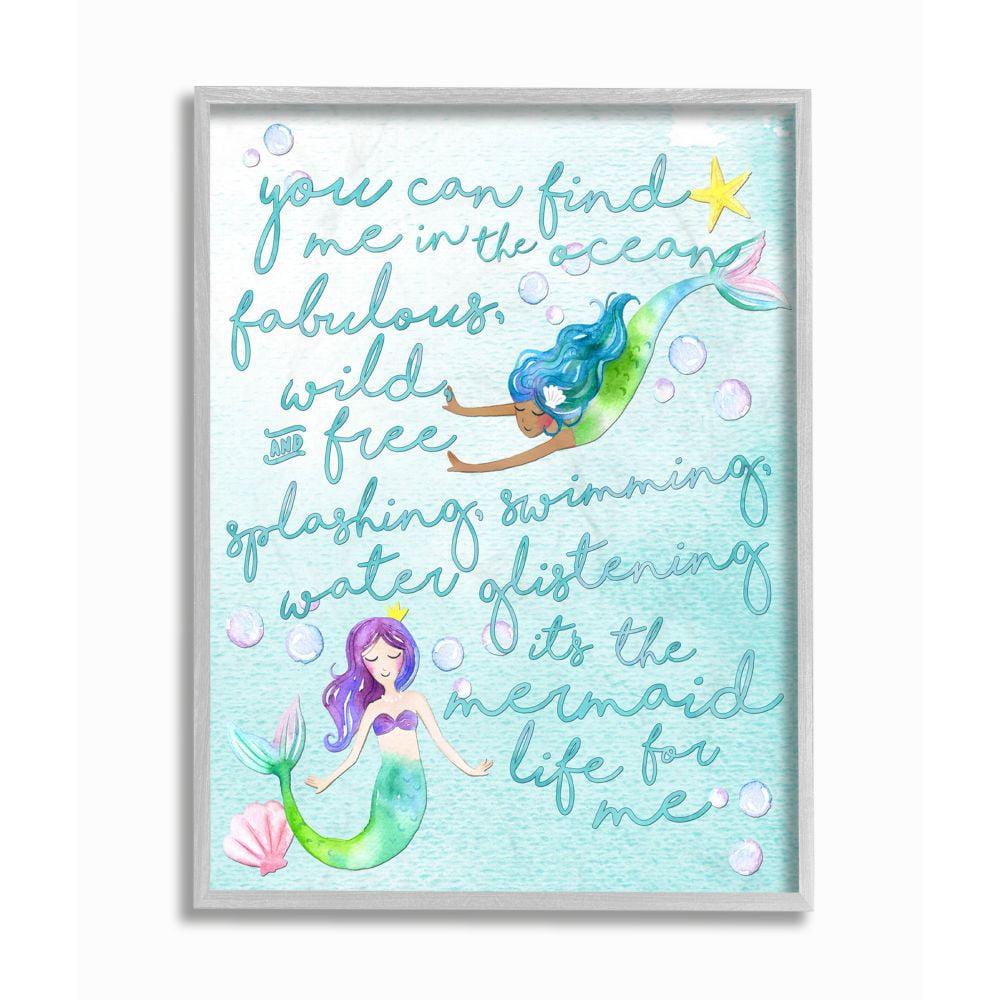 The Kids Room by Stupell Mermaid Life For Me Painting Framed Wall Art by Erica Billups