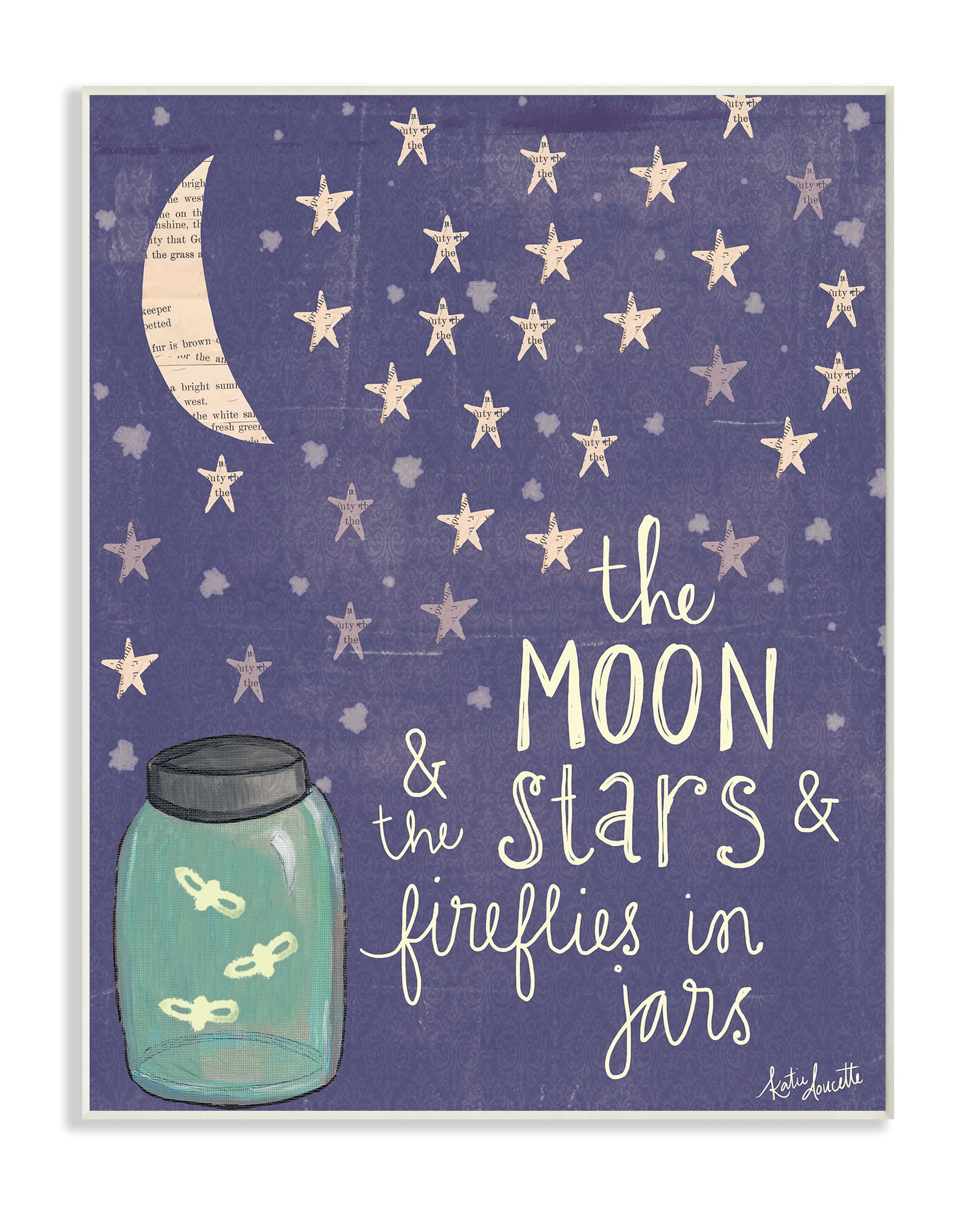 The Kids Room by Stupell Moon Stars Fireflies Wall Plaque Art, 10 x 0.5 x 15