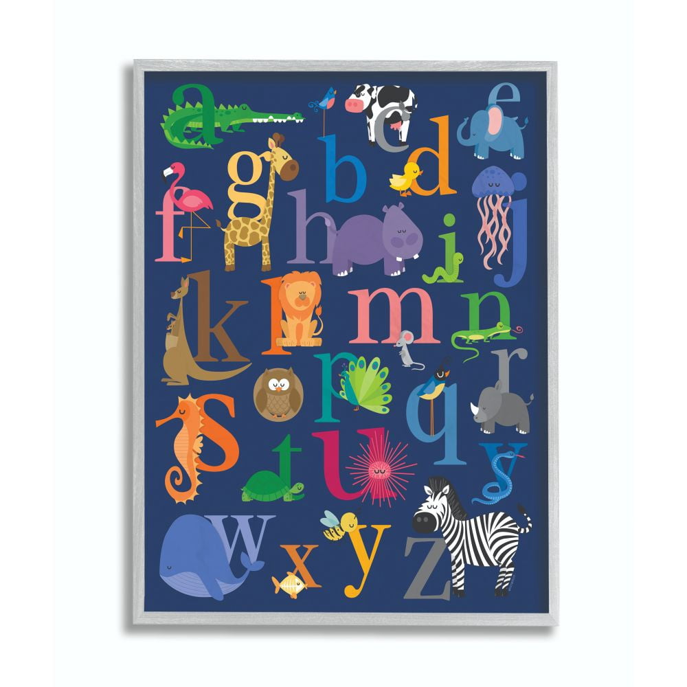 The Kids Room by Stupell Navy Alphabet Animal Icons Framed Wall Art by lezleelliott