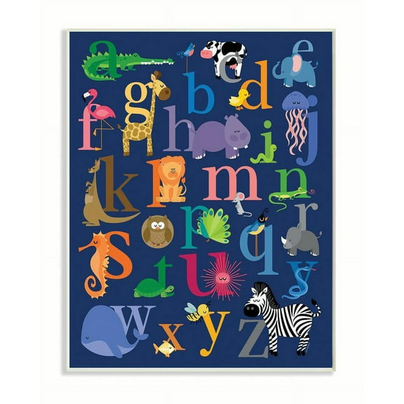 The Kids Room by Stupell Navy Alphabet Animal Icons Wall Plaqueby lezleelliott