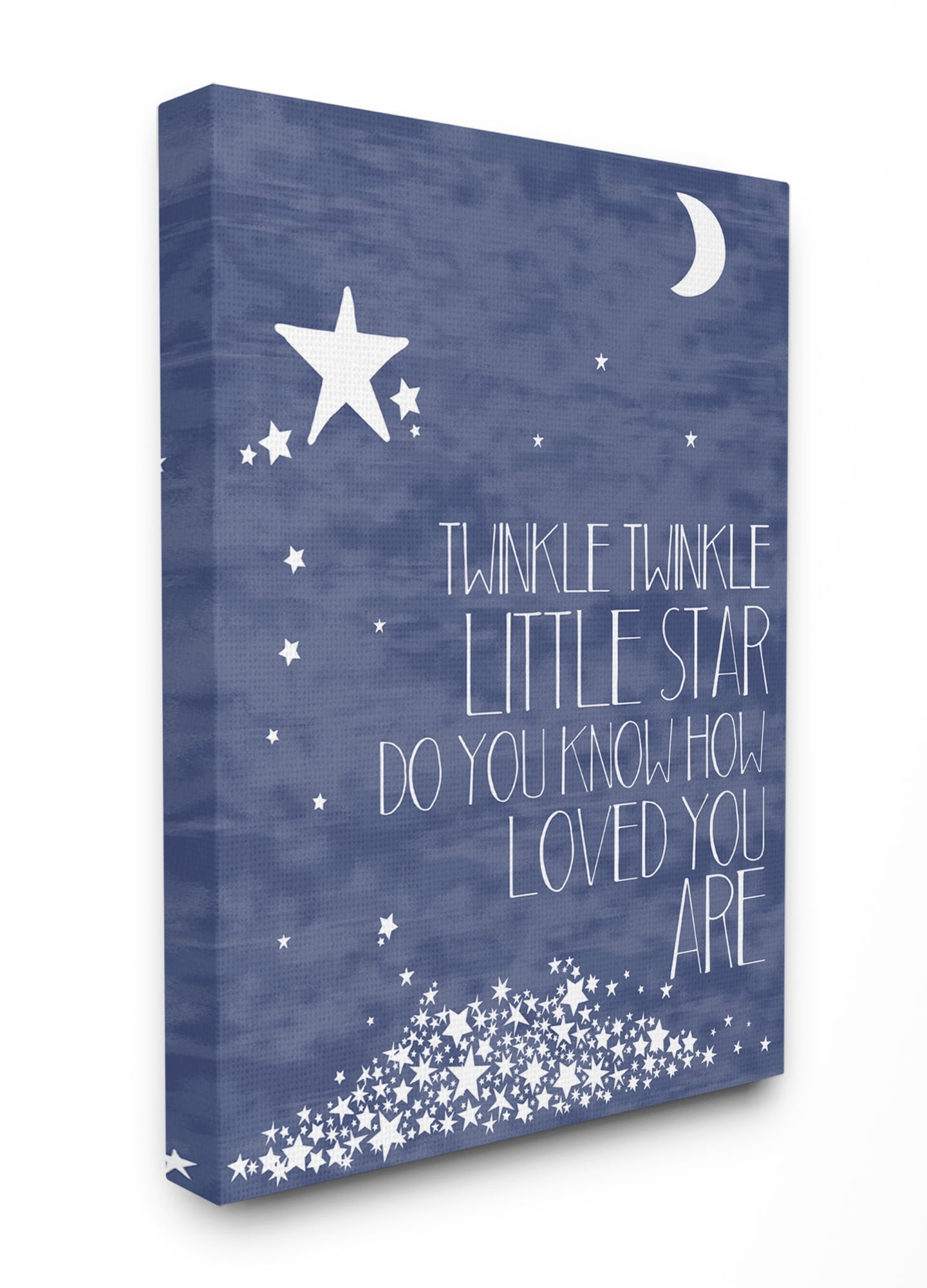 The Kids Room by Stupell Navy Textural Twinkle Little Star Typography Canvas Wall Art by Karen Zukowski (Finny And Zook)