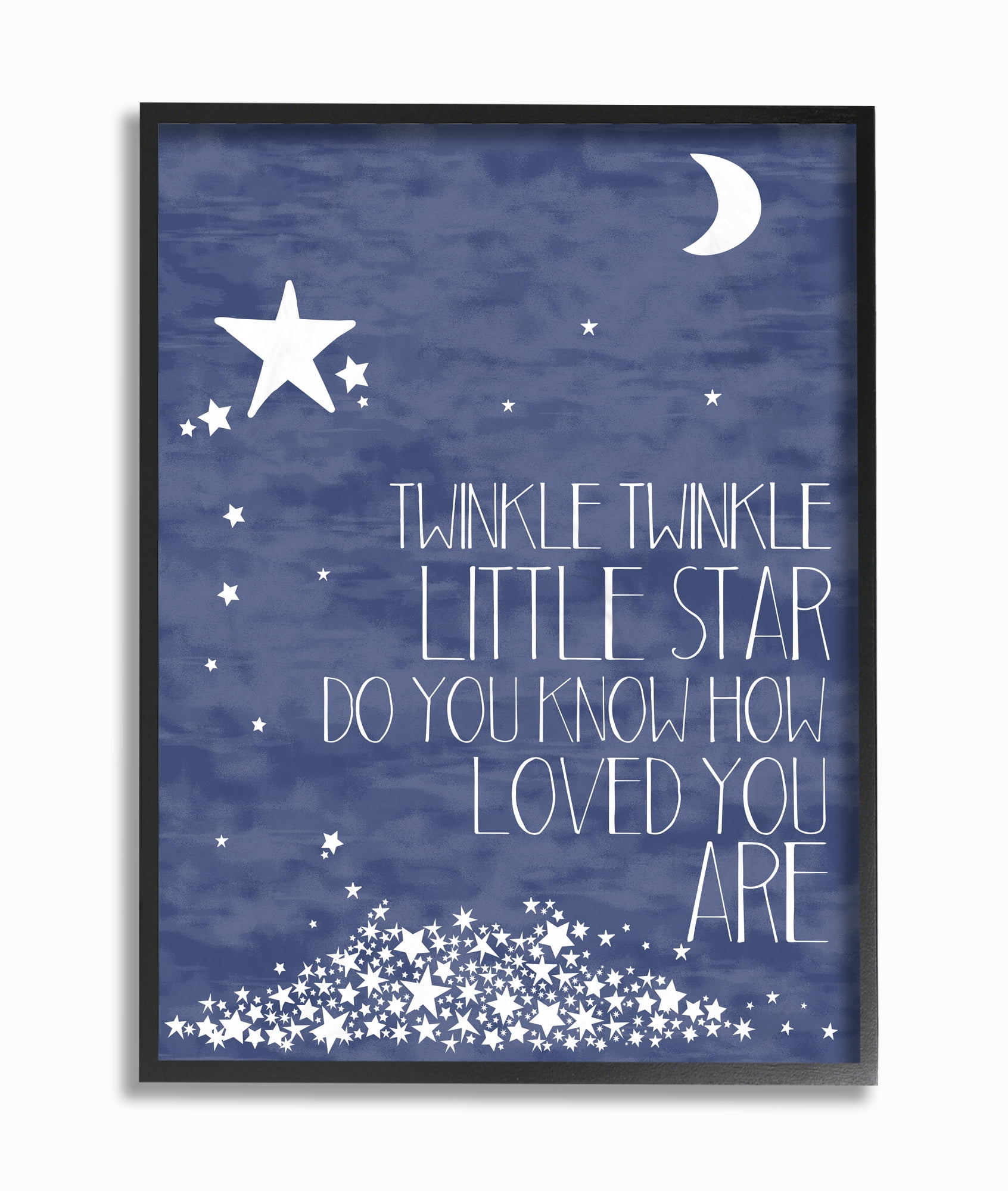 The Kids Room by Stupell Navy Textural Twinkle Little Star Typography Framed Wall Art by Karen Zukowski (Finny And Zook)