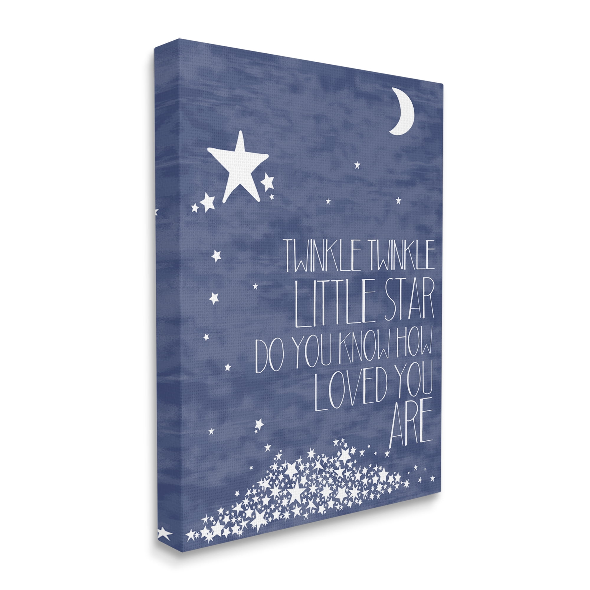 The Kids Room by Stupell Navy Textural Twinkle Little Star Typography Stretched Canvas Wall Art, 30 x 1.5 x 40