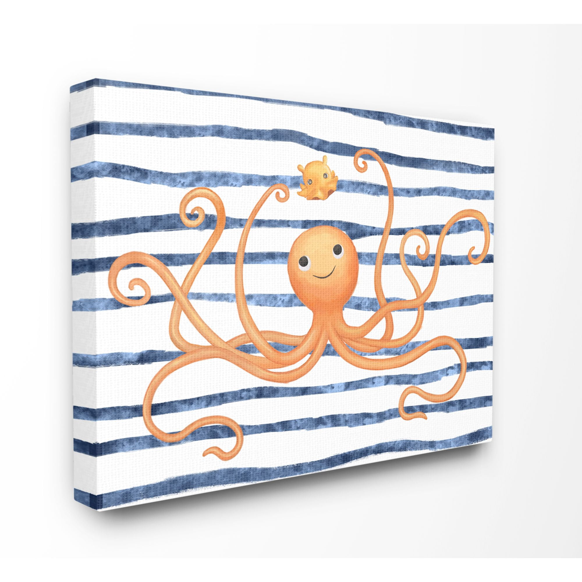 The Kids Room by Stupell Octopus Ocean Animal Orange Blue Kids Nursery Design Canvas Wall Art by Ziwei Li