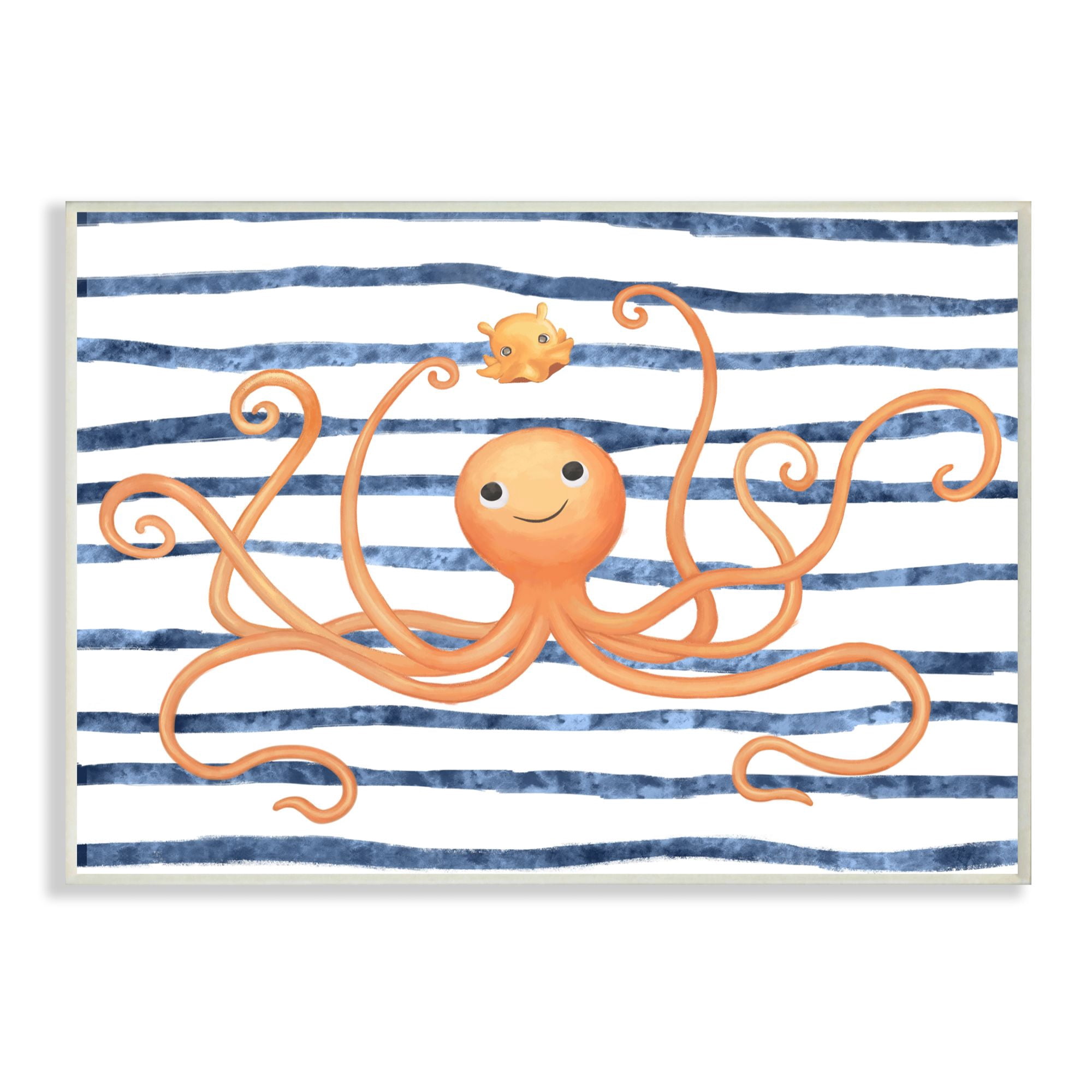 The Kids Room by Stupell Octopus Ocean Animal Orange Blue Kids Nursery Design Wall Plaque by Ziwei Li