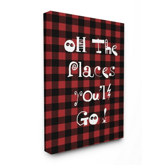 The Kids Room by Stupell Oh The Places You'll Go Plaid Typography XXL Stretched Canvas Wall Art