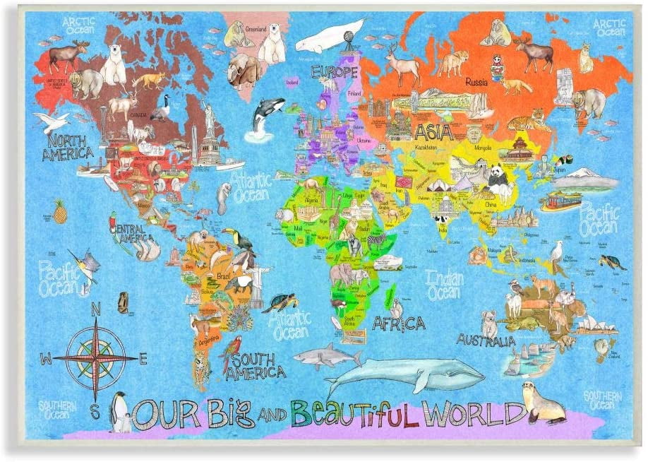 The Kids Room by Stupell Our Big Beautiful World Map Wall Plaqueby Marley Ungaro