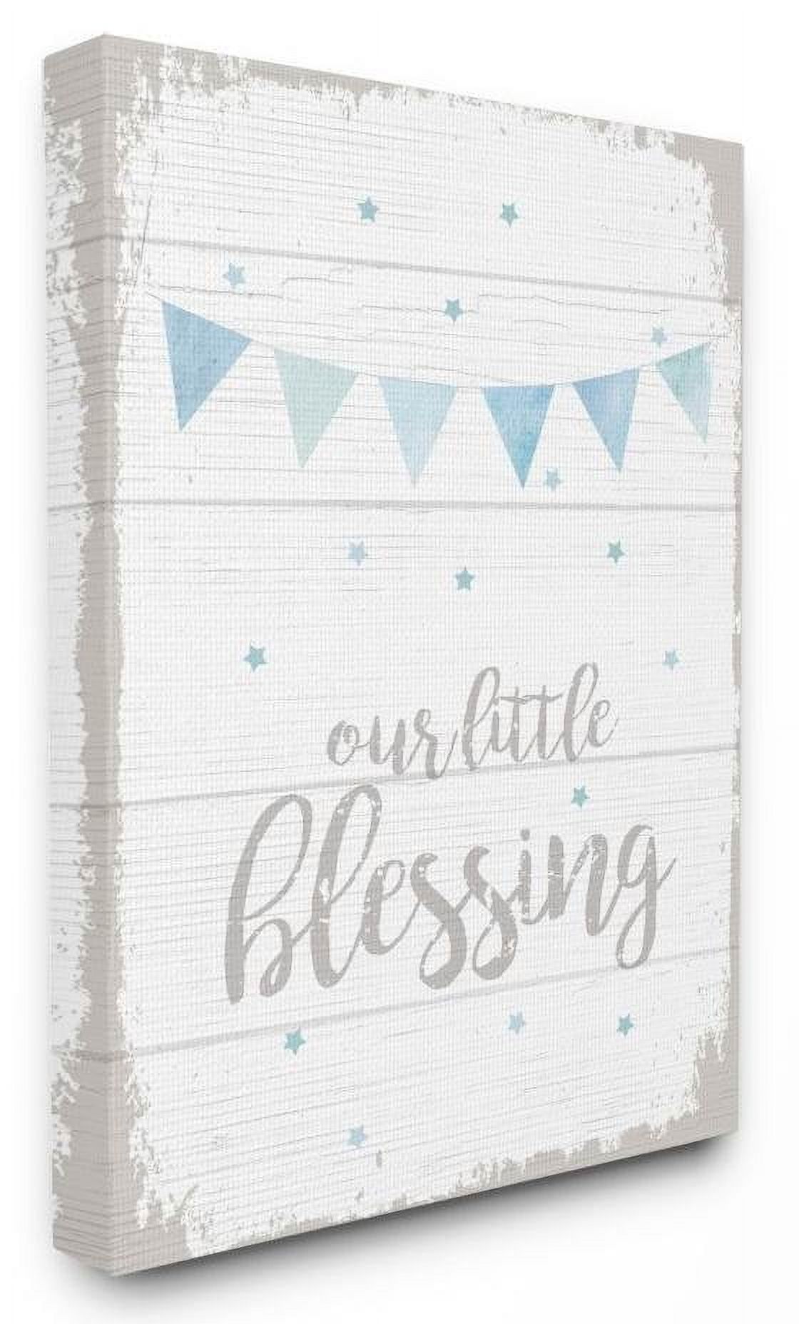 The Kids Room by Stupell Our Little Blessing Blue Kids Word Design Canvas Wall Art by Daphne Polselli