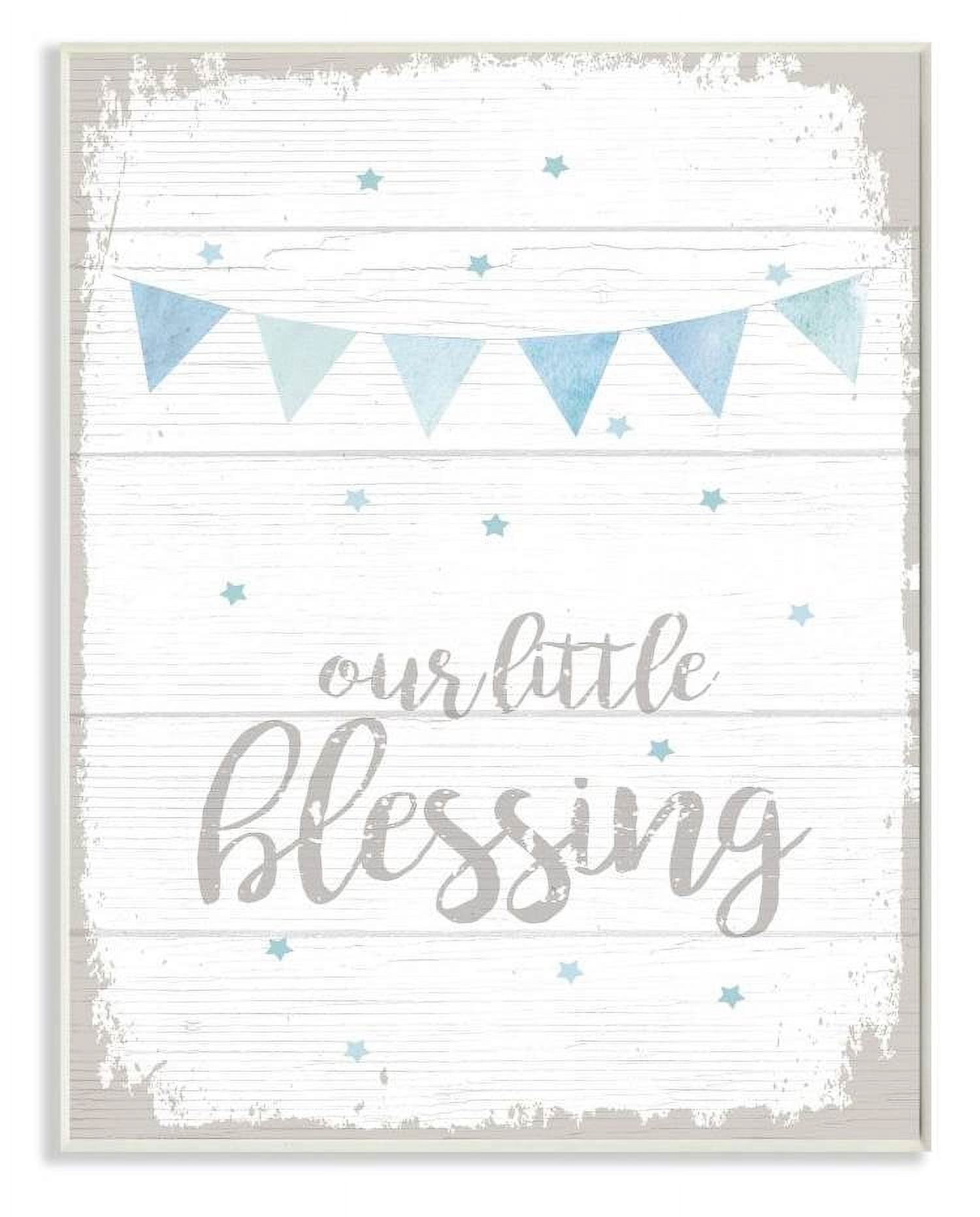 The Kids Room by Stupell Our Little Blessing Blue Kids Word Design Wall Plaque by Daphne Polselli