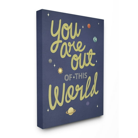 The Kids Room by Stupell Out Of This World Space Planets Typography Stretched Canvas Wall Art, 16 x 1.5 x 20