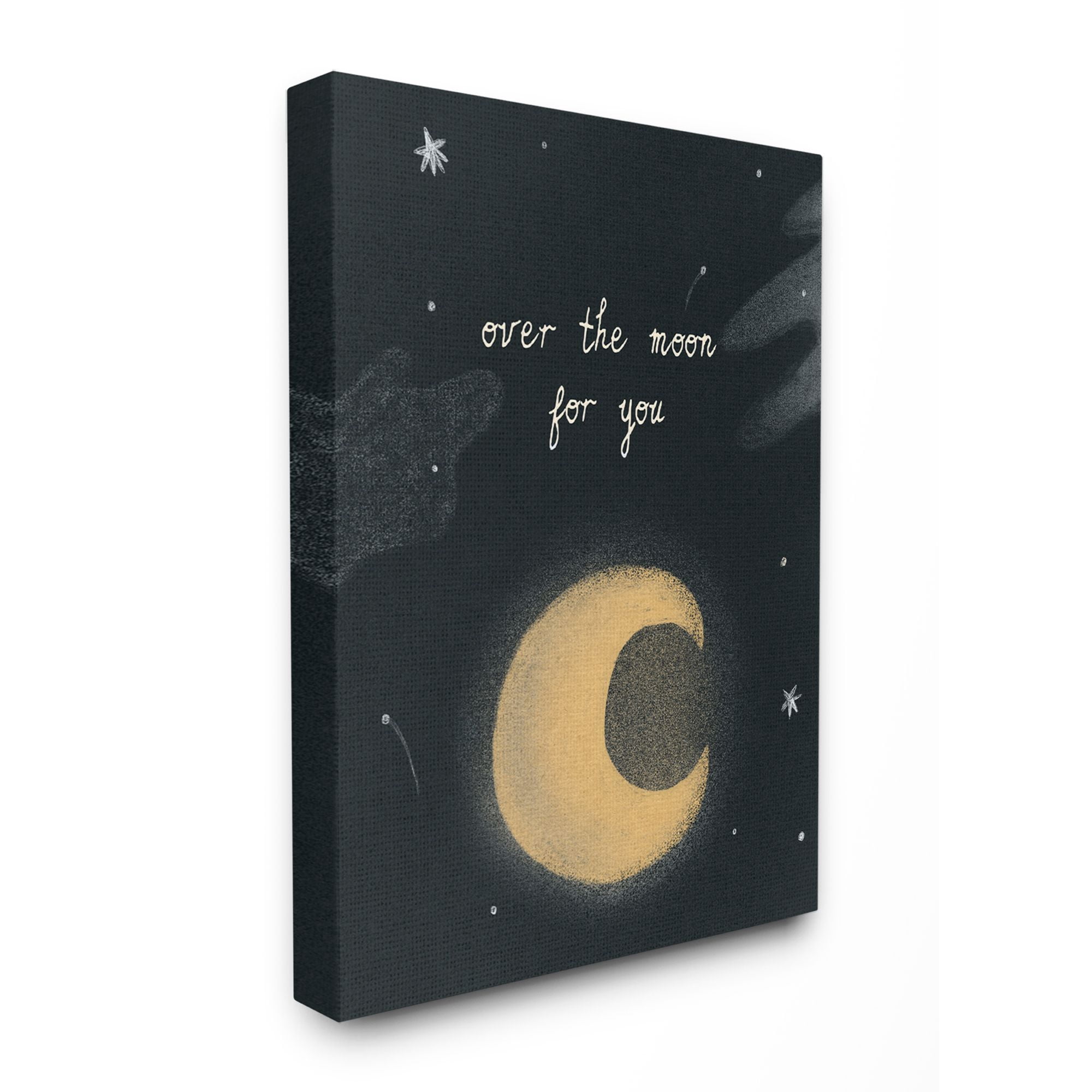 The Kids Room by Stupell Over The Moon Kids Nursery Textured Drawing Design Canvas Wall Art by Daphne Polselli