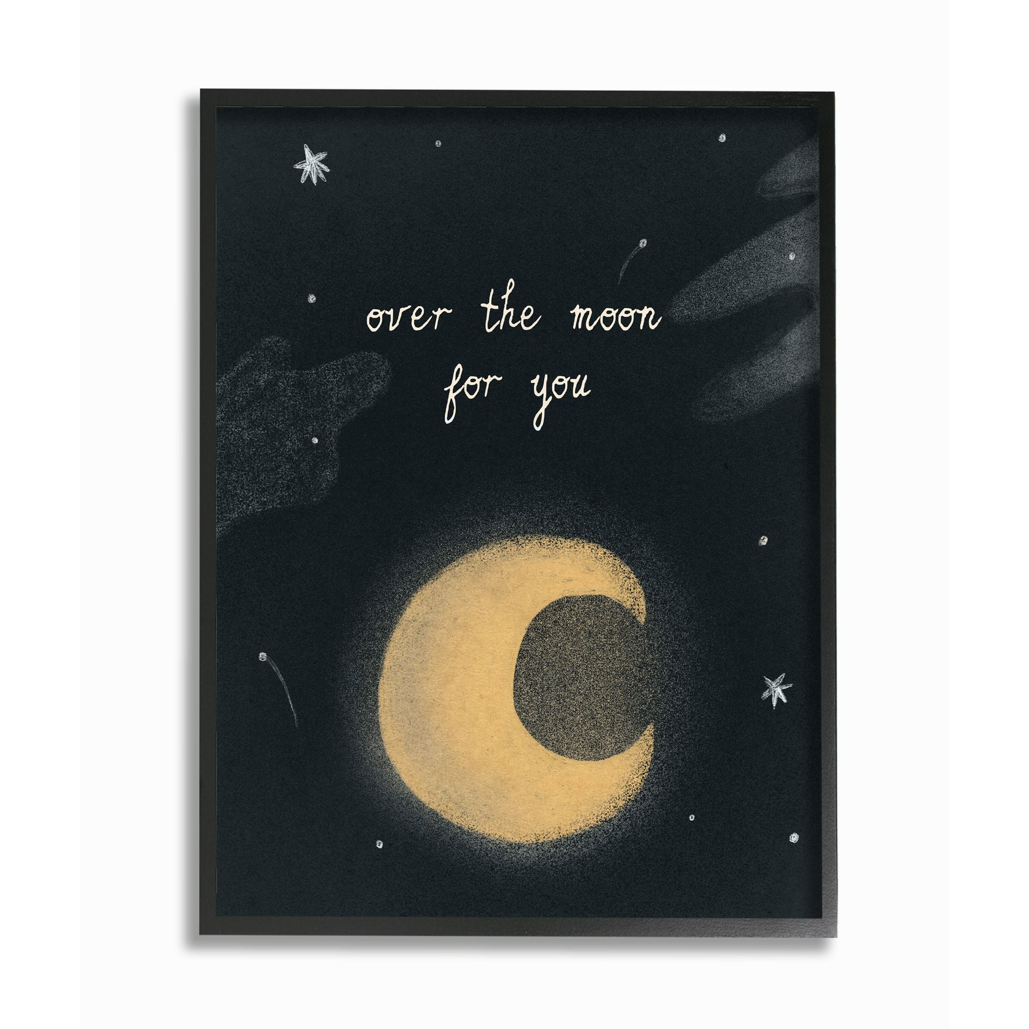 The Kids Room by Stupell Over The Moon Kids Nursery Textured Drawing Design Framed Wall Art by Daphne Polselli
